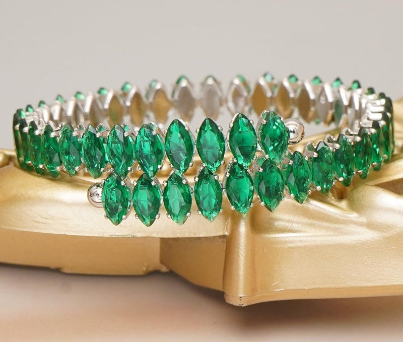 Wovanoo Rhinestone Cuff Bracelet Cubic Zirconia Tennis Bracelets Open Adjustable Elastic Bangle for Women - Image 5